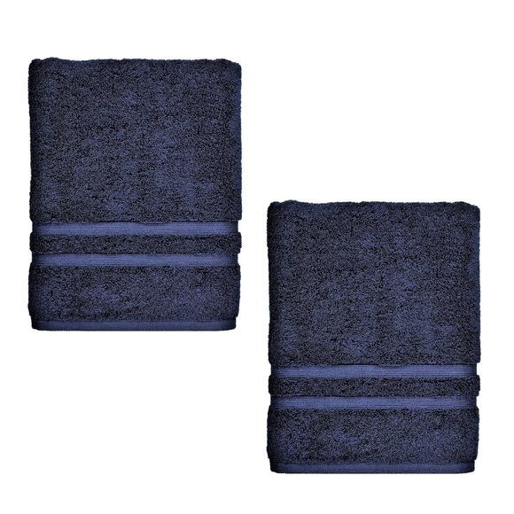 2 new NAVY BLUE Sonoma Ultimate 100% Hygro Cotton 54x30 inch BATH Towels - Picture 1 of 4
